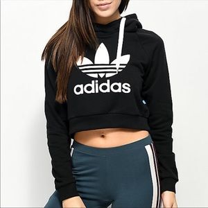 Cropped Black Adidas Hoodie